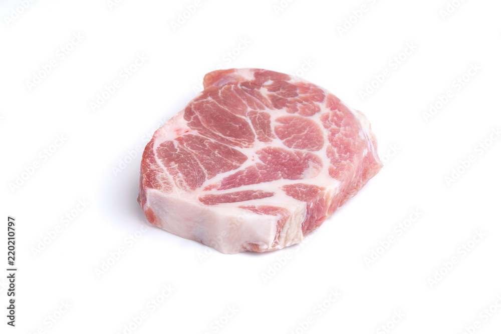 fresh pork raw meat on white background