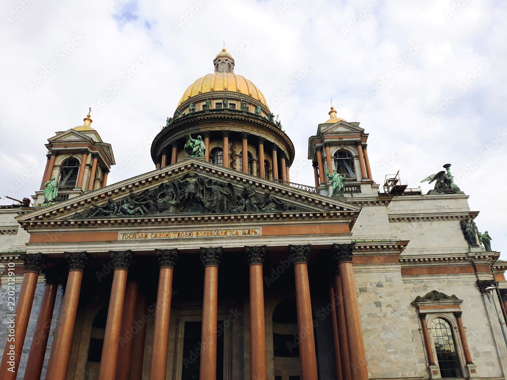 Saint Petersburg, Russia - August 4, 2018: Saint Isaac's Cathedral or Isaakievskiy Sobor, the largest Russian Orthodox cathedral in Saint Petersburg