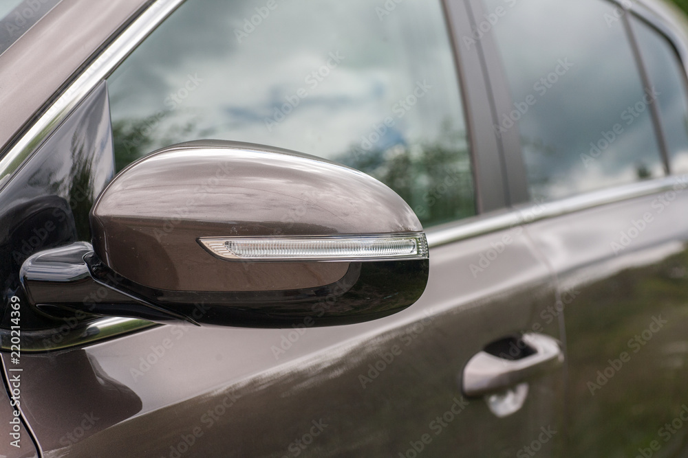 Side mirror of modern car.