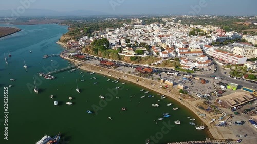 Aerial view, above the town of Alvor, the harbor.