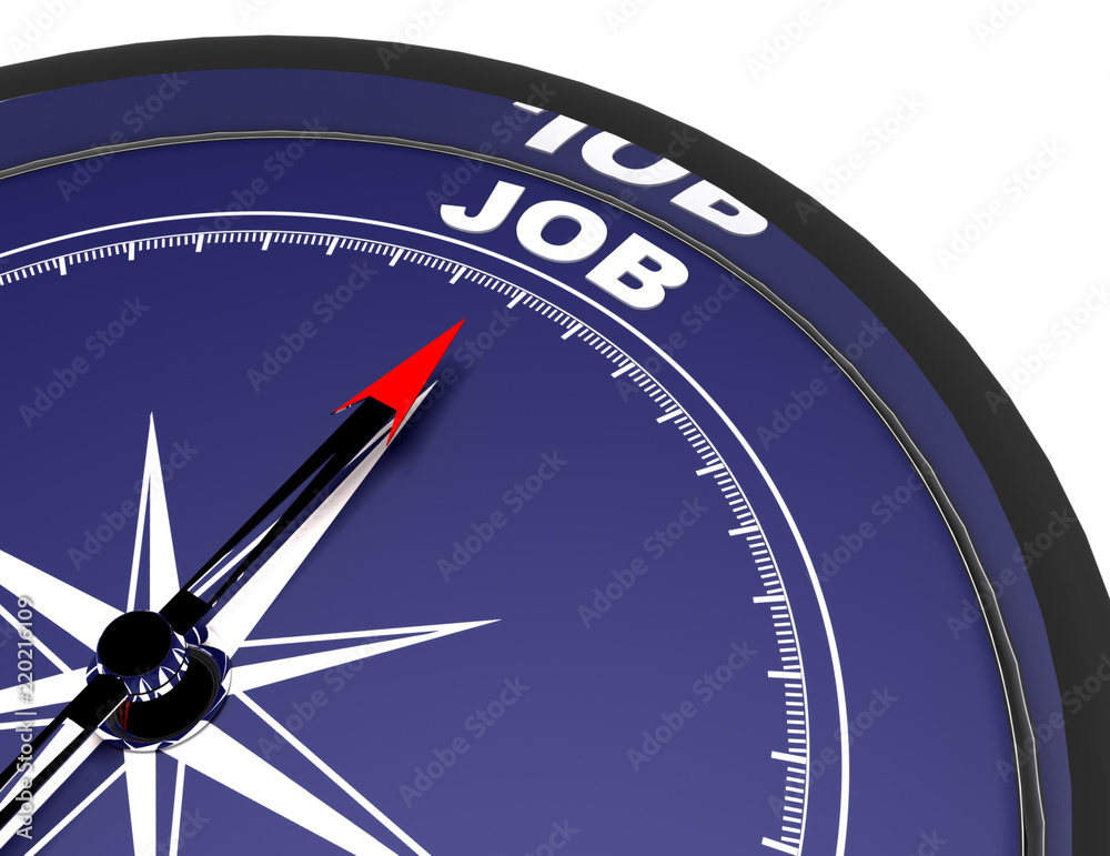3d compass with text job . 3d rendered illustration 3d compass with text job . 3d rendered illustration