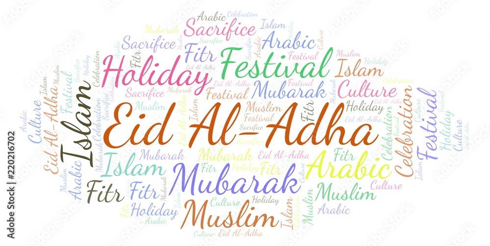 Eid Al-Adha word cloud. Eid Al-Adha word cloud.