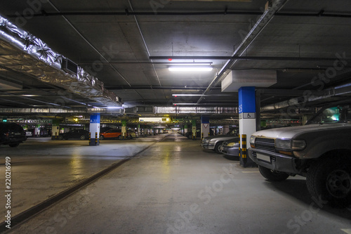 Moscow, Russia - August, 28, 2018: car parking in Krocus exhebition Center in Moscow, Russia