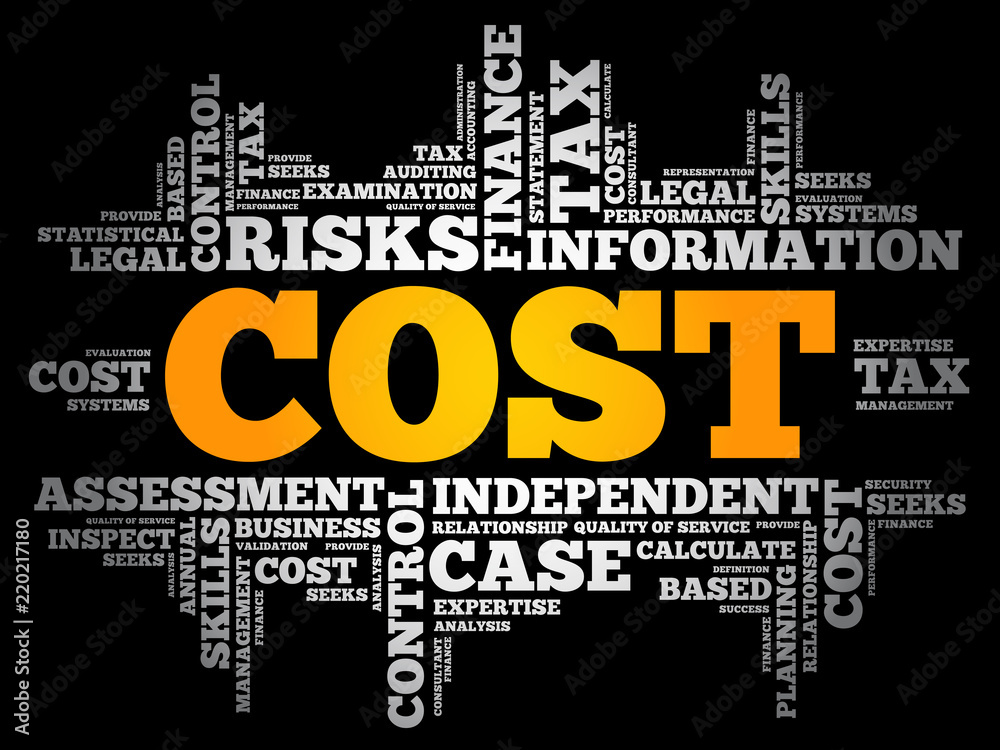 COST word cloud collage, business concept background COST word cloud collage, business concept background