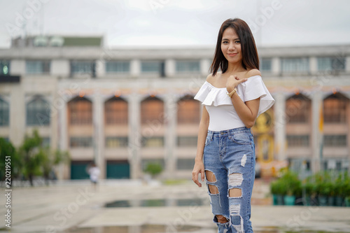 Free Download Young asian woman traveling to landmark in Bangkok Thailand. - GFXLoad