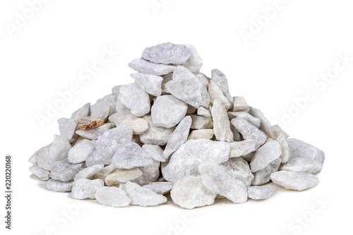 Marble gravel on white background