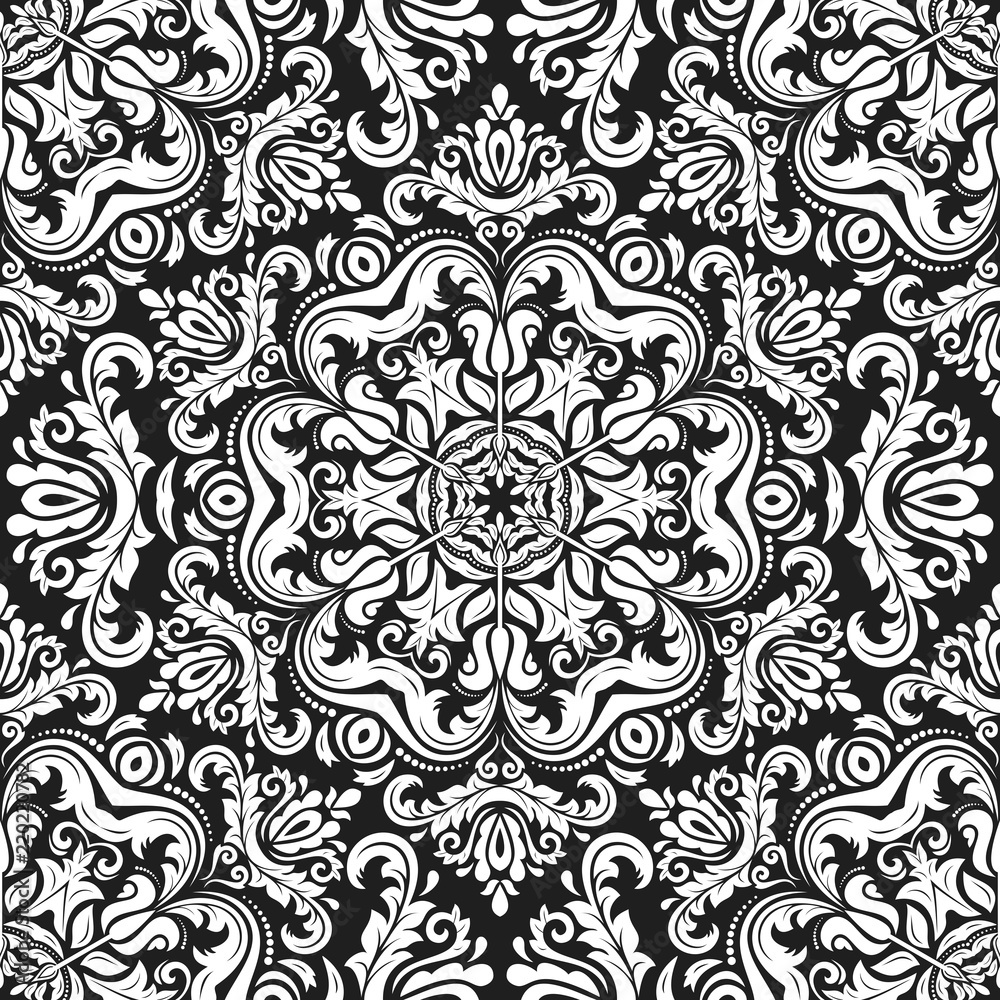 Classic seamless pattern. Traditional orient black and white ornament. Classic vintage background