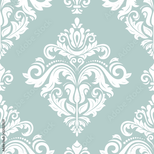 Orient classic pattern. Seamless abstract background with repeating elements. Orient light blue and white background