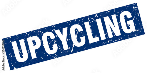 square grunge blue upcycling stamp