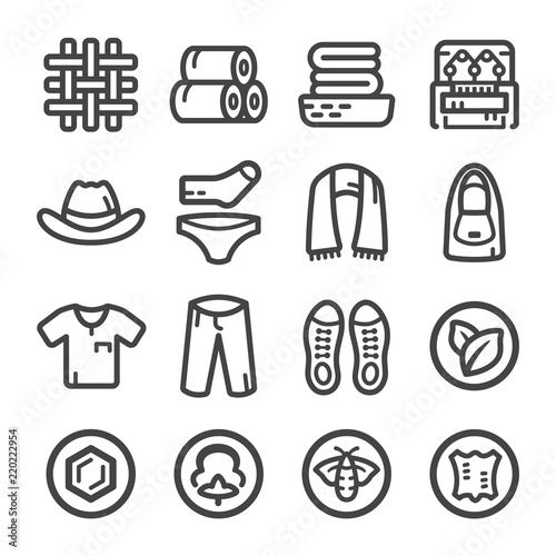 fabric and clothes icon set