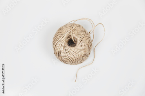 Roll of Twine Cord Isolated On White Background Top View