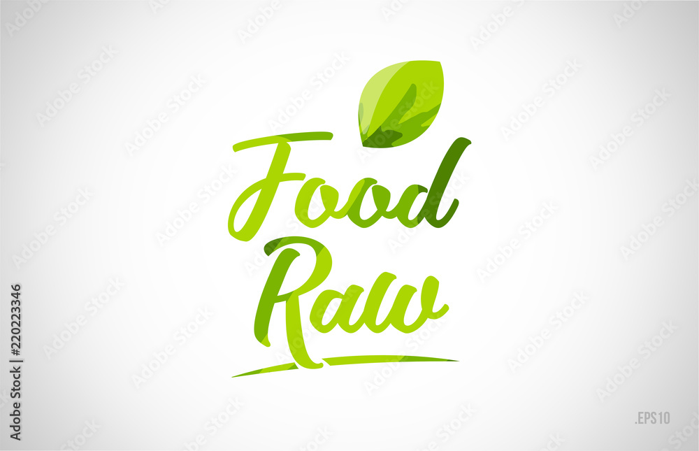 Food raw green leaf word text logo icon typography