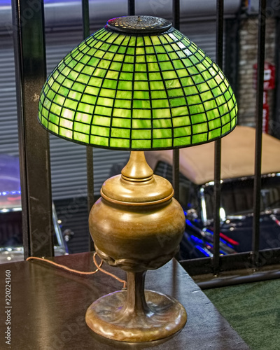 green glass lamp