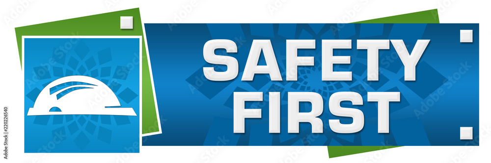 Safety First Green Blue Circular Floral Horizontal Safety First Green Blue Circular Floral Horizontal