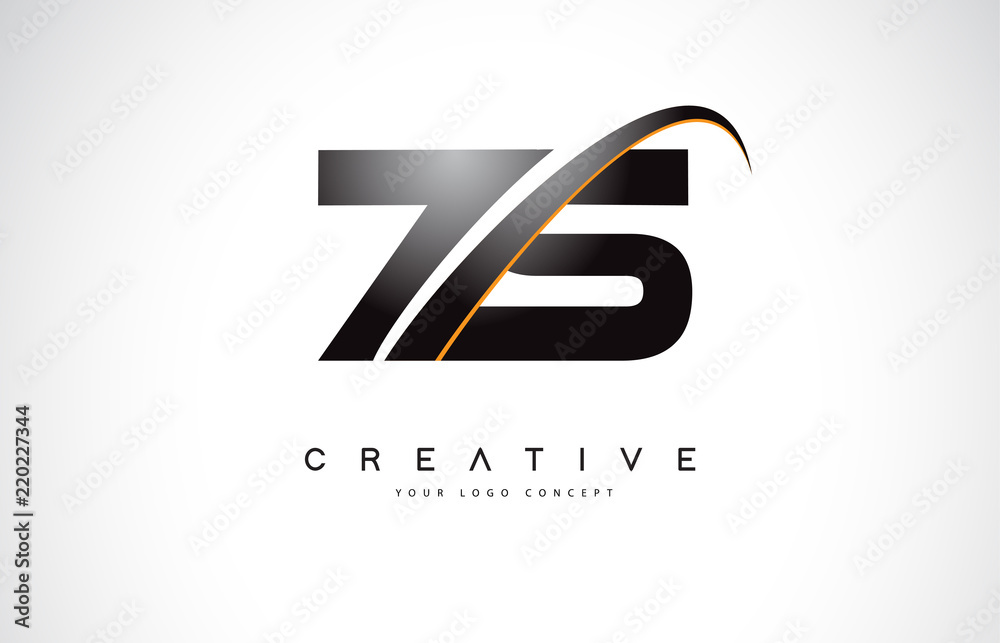 ZS Z S Swoosh Letter Logo Design with Modern Yellow Swoosh Curved Lines ...