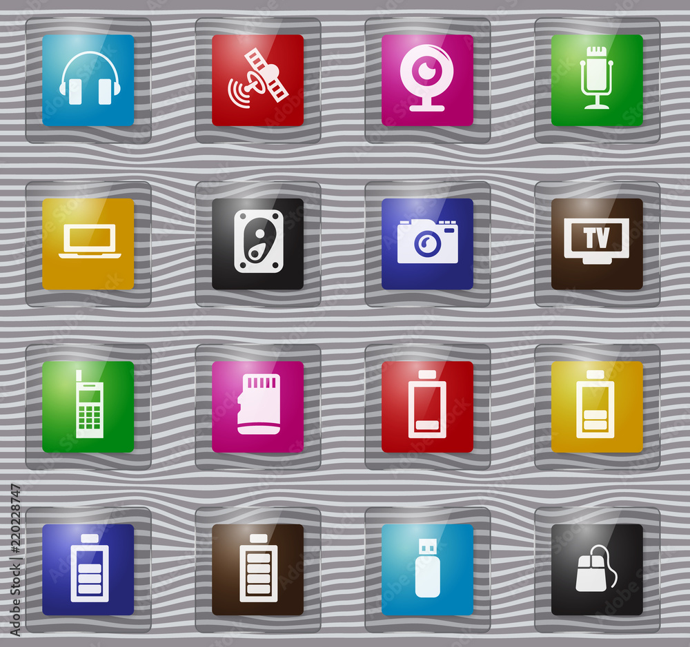 Hi tech glass icons set Hi tech glass icons set