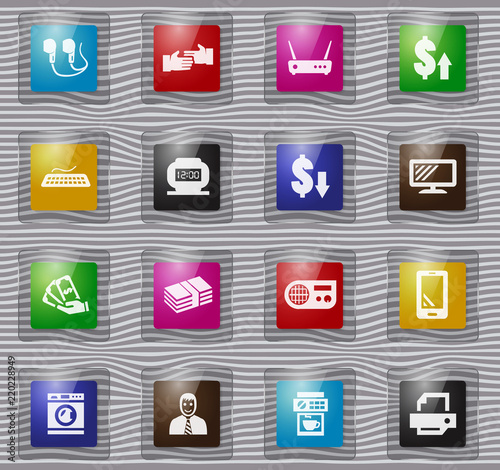 Pawn shop glass icons set