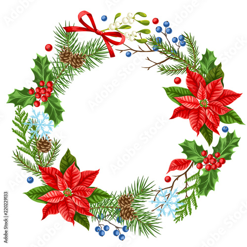 Decorative frame with winter plants.