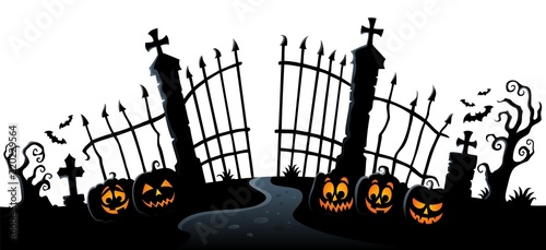 Cemetery gate silhouette theme 3