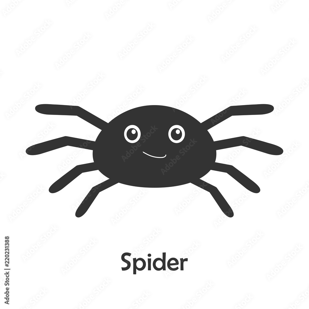 Spider in cartoon style, halloween card for kid, preschool activity for children, vector illustration Spider in cartoon style, halloween card for kid, preschool activity for children, vector illustration