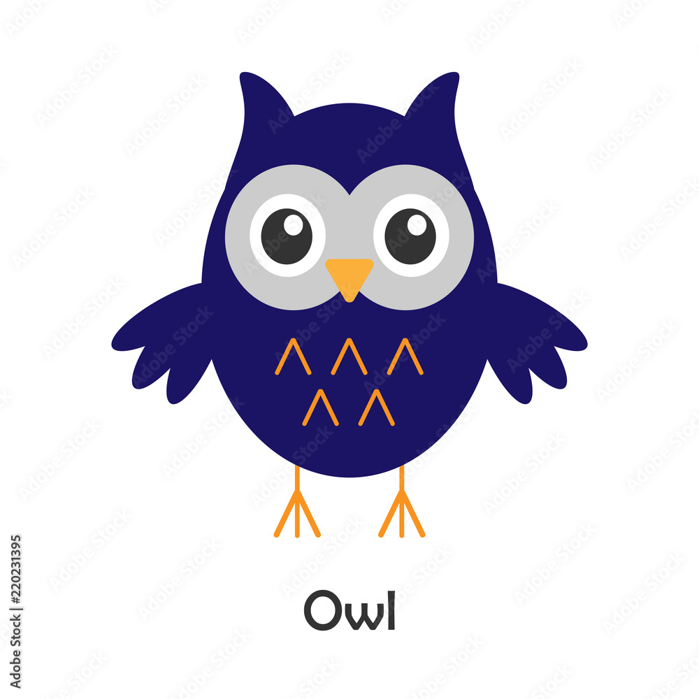 Owl in cartoon style, halloween card for kid, preschool activity for children, vector illustration Owl in cartoon style, halloween card for kid, preschool activity for children, vector illustration