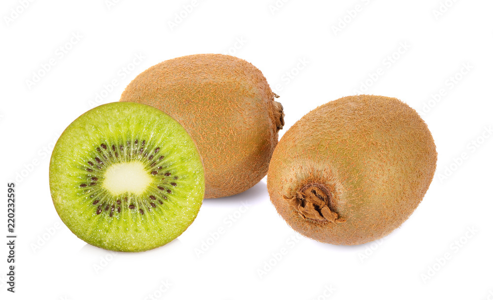 Kiwi fruit isolated on white background, macro