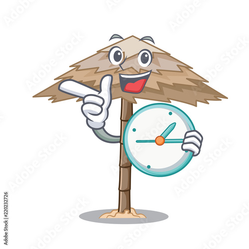 With clock character tropical sand beach shelter resort