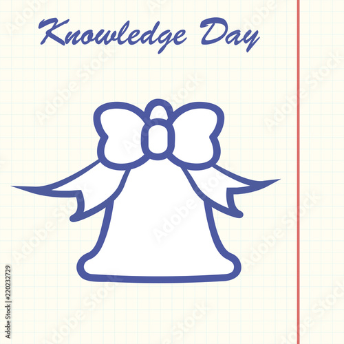 day of knowledge, a call drawn on a school notebook in a cage, vector illustration