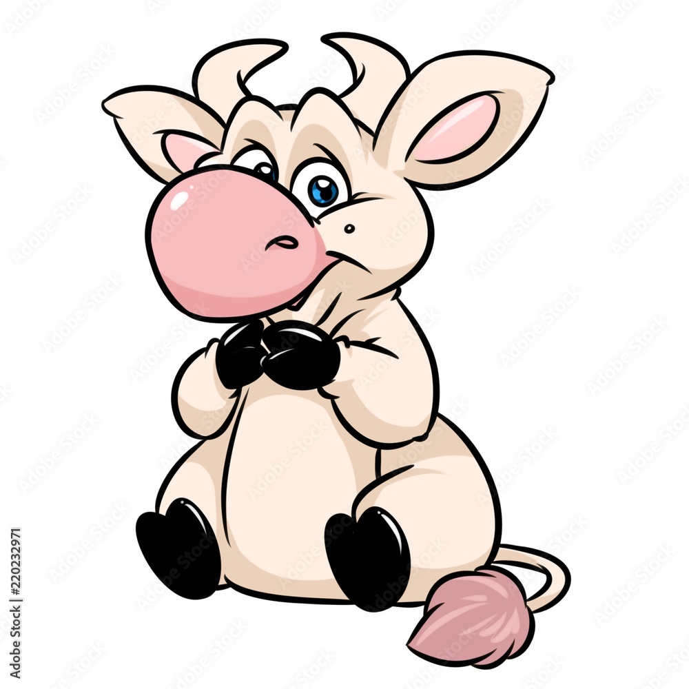 merry cow sits cartoon illustration isolated image
