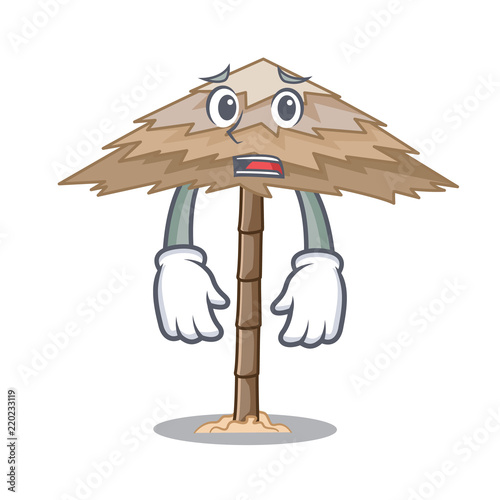 Afraid beach shelter under the umbrella cartoon