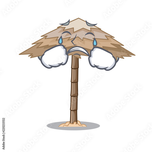 Crying beach shelter under the umbrella cartoon