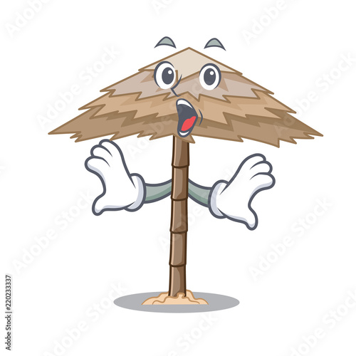 Surprised beach shelter under the umbrella cartoon