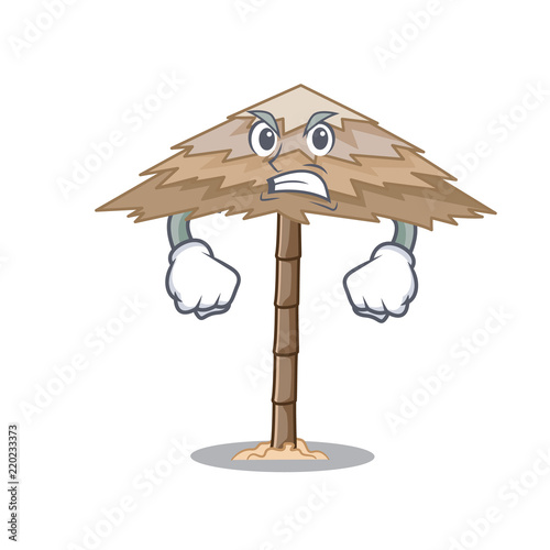 Angry beach shelter under the umbrella cartoon