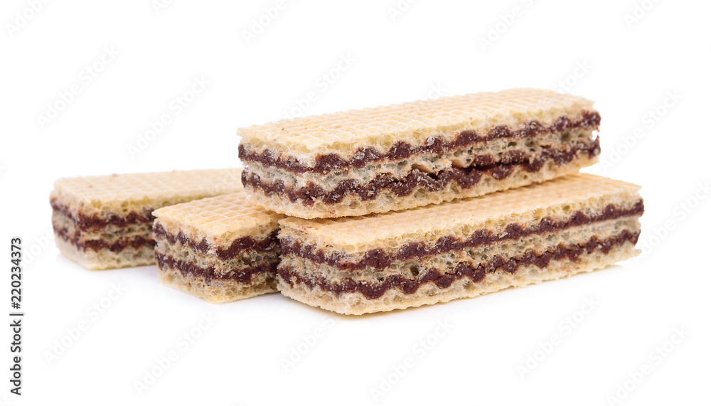 Wafers with chocolate isolated on white background Wafers with chocolate isolated on white background