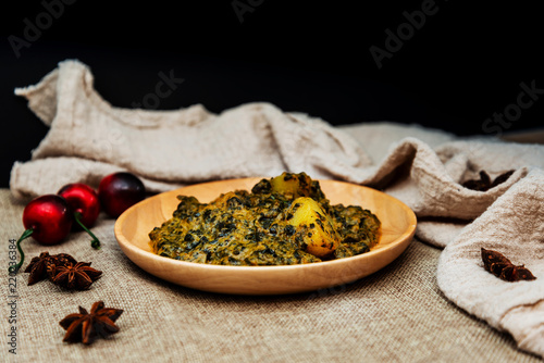 Fotografi Indian Cuisine of Spinach and Potatoes