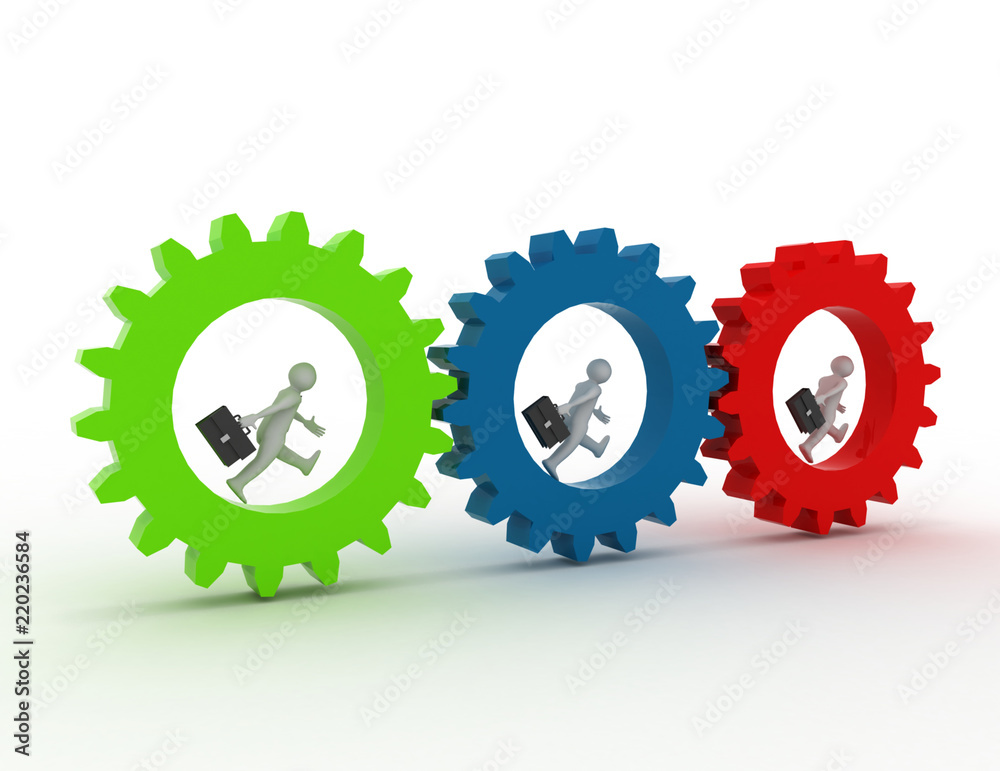 3d illustration of people in gear, team work concept. rendered illustration 3d illustration of people in gear, team work concept. rendered illustration