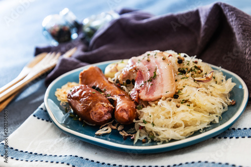Central and Eastern European cuisines choucroute - sauerkraut with riesling photo