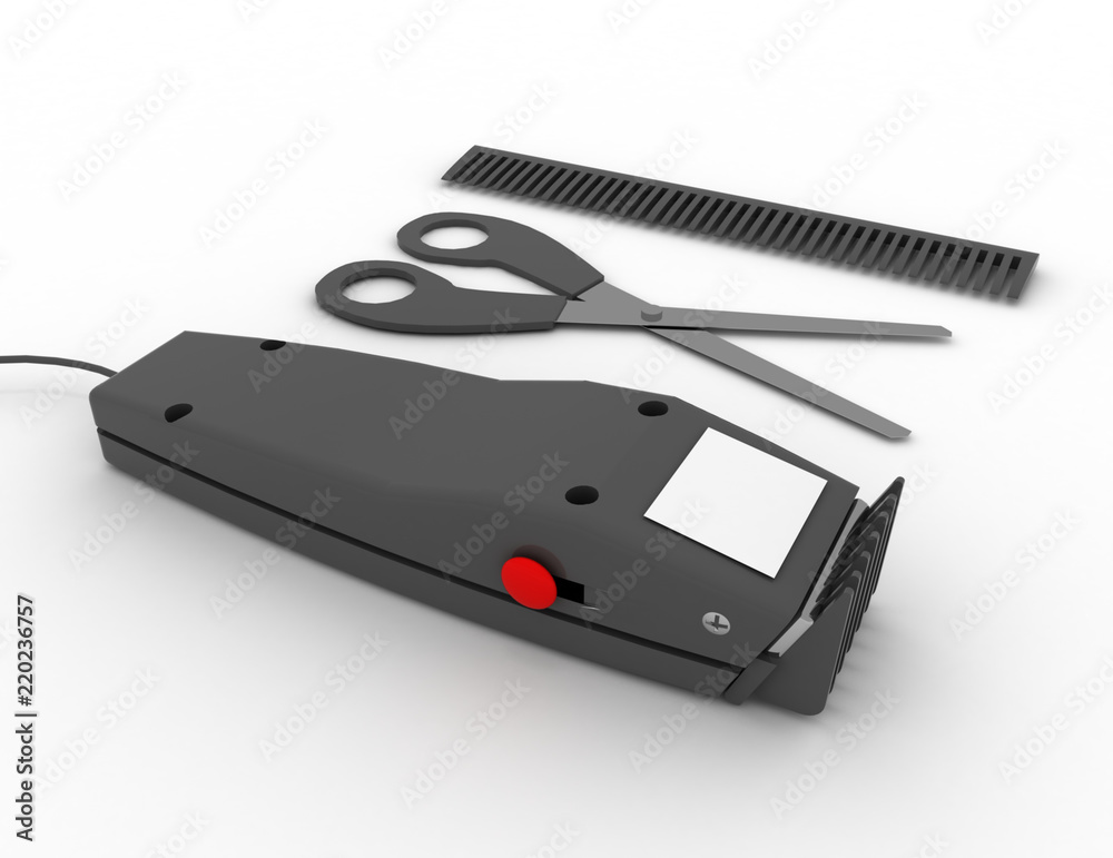 3d barber's set concept . 3d rendred illustration 3d barber's set concept . 3d rendred illustration