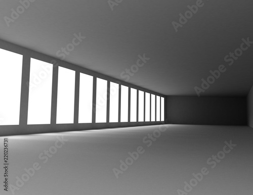 room with window and light . 3d rendered illustration