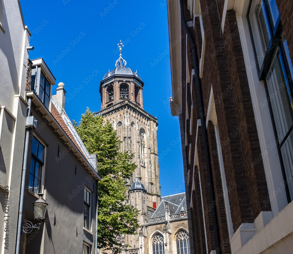 View on Lebuinis church in old town Deventer, Netherlands
