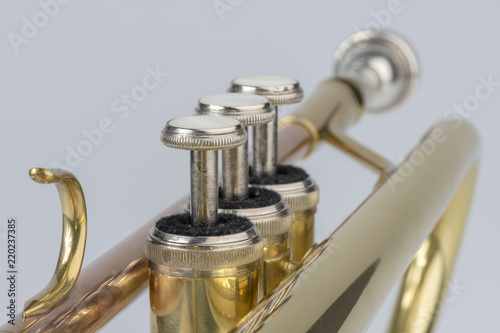 Musical instrument trumpet in detail.