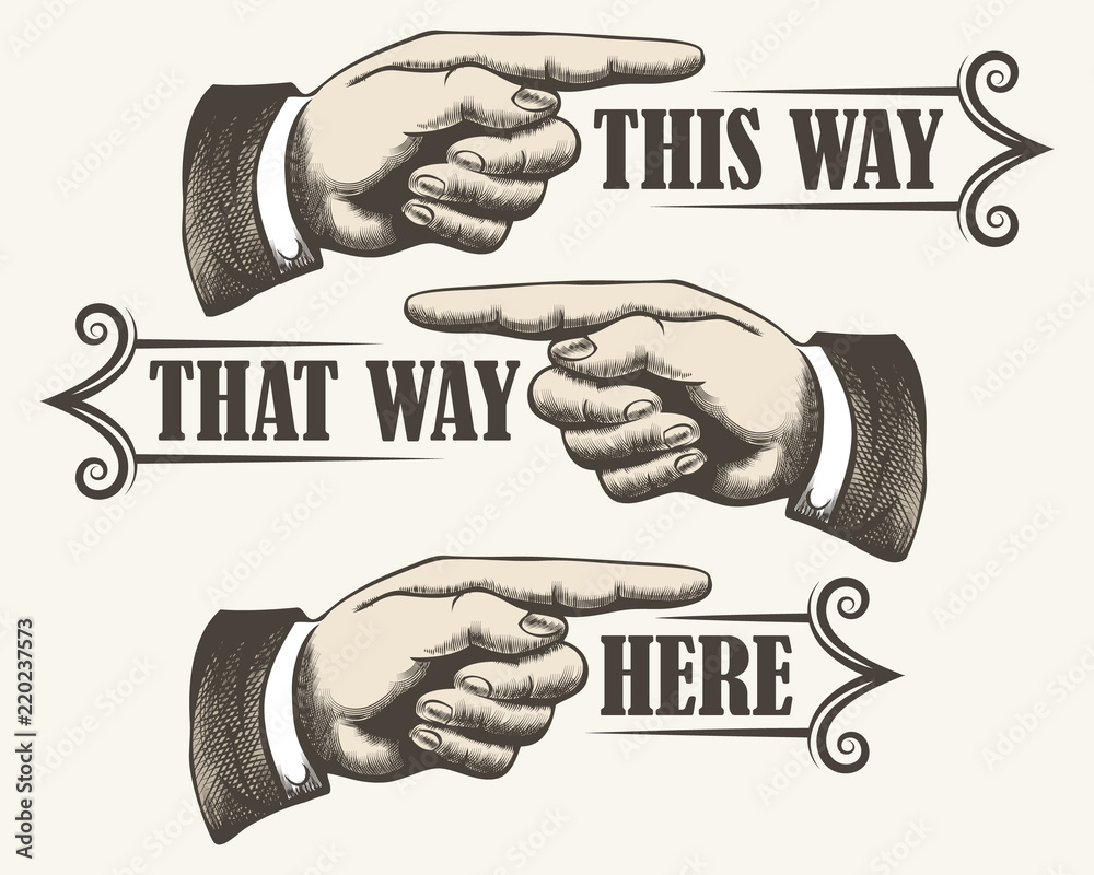 Retro Pointing Fingers Set