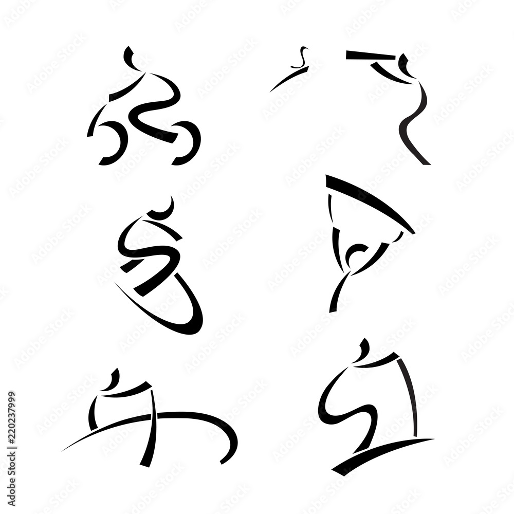 black sport activity line art icon on white isolated background, biking, bird watching, surfing, paragliding, rowing, hiking black sport activity line art icon on white isolated background, biking, bird watching, surfing, paragliding, rowing, hiking