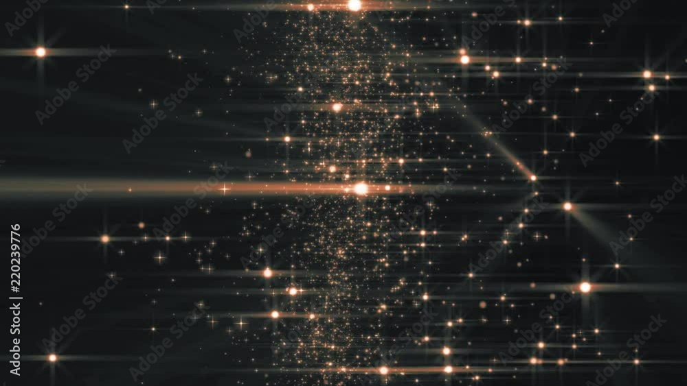 Lights orange bokeh background. Elegant gold abstract. Disco background with circles and stars. Christmas Animated background. Space background. Seamless loop.