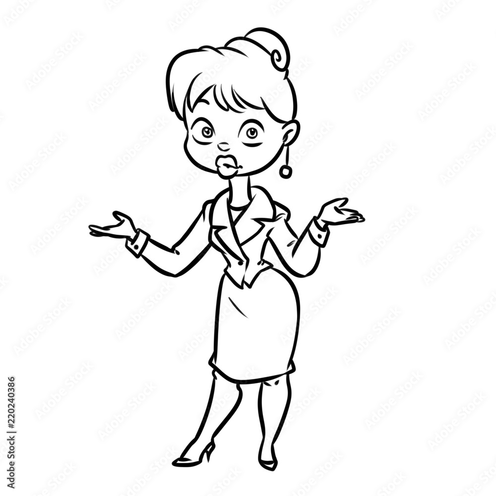 Business lady manager hand gesture Welcome cartoon illustration isolated image coloring page
Business lady manager hand gesture Welcome cartoon illustration isolated image coloring page