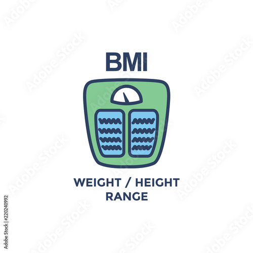 BMI - Body Mass Index Icon with weight scale