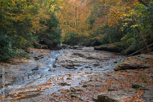 Natural water slide on an Autumn day, Ohiopyle Pennsylvanian