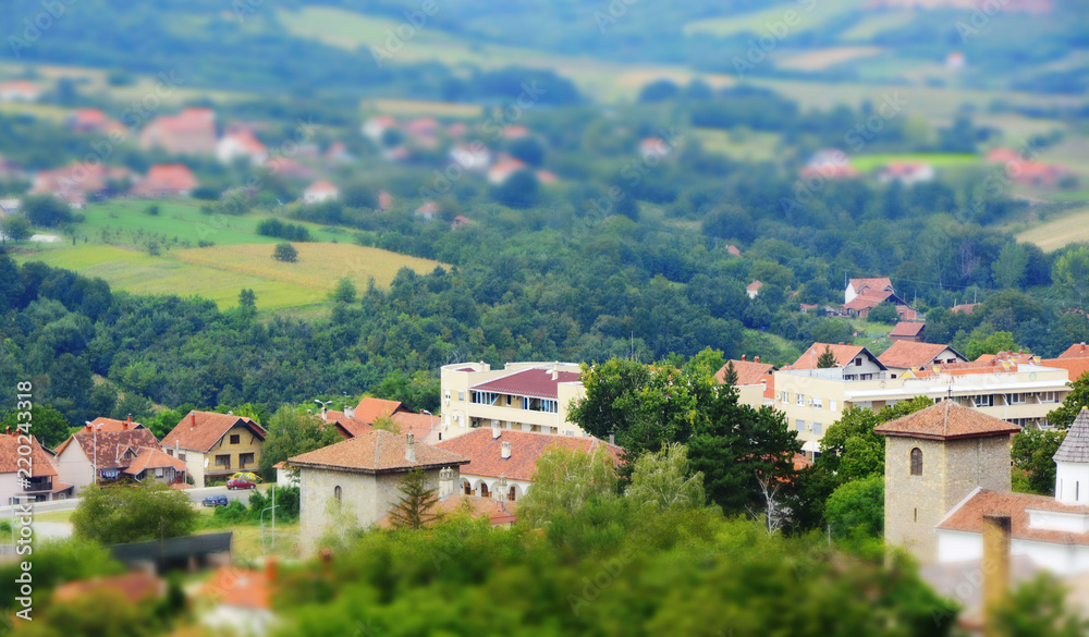 The village of Topola Serbia in the landscape
