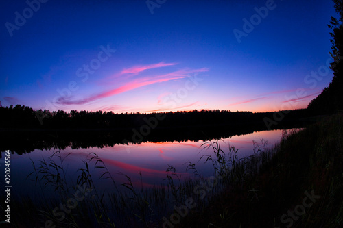 Kaszuby jezioro nocą zachód wschód słońca