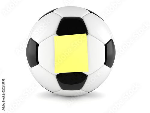 Soccer ball with blank yellow sticker